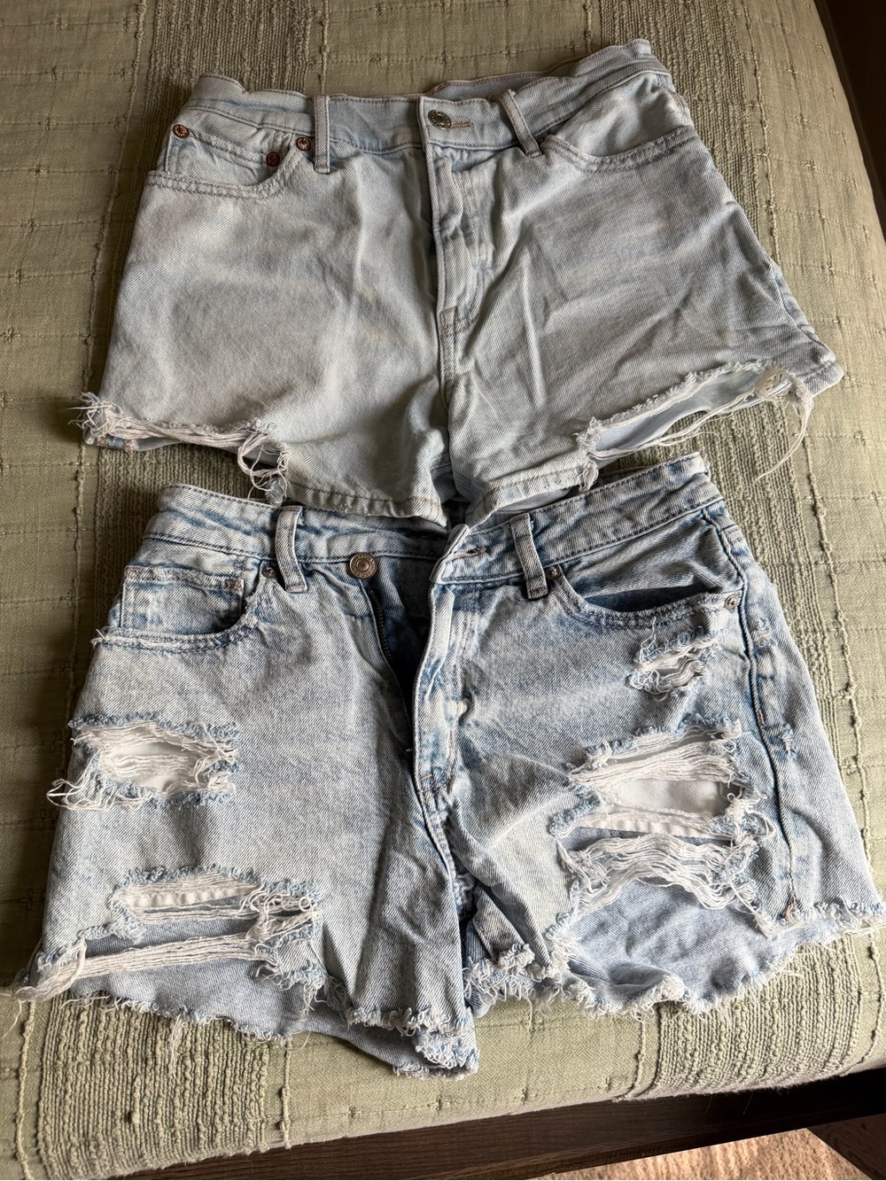 American Eagle Outfitters Light Blue Distressed Denim Shorts Duo